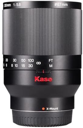 Kase 200mm F5.6 MC Reflex Mirror Aluminum Portrait Lens Compatible with Fuji X Mount