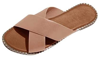 Women's Sandals & Slides Sale,Wide Fit Flat Sandals Ladies Crossover Elegant Beach Holiday Summer Low Heel Casual Open Toe Sliders Backless Slip On Slippers Comfort Clogs Mules Beach Pool Shoes