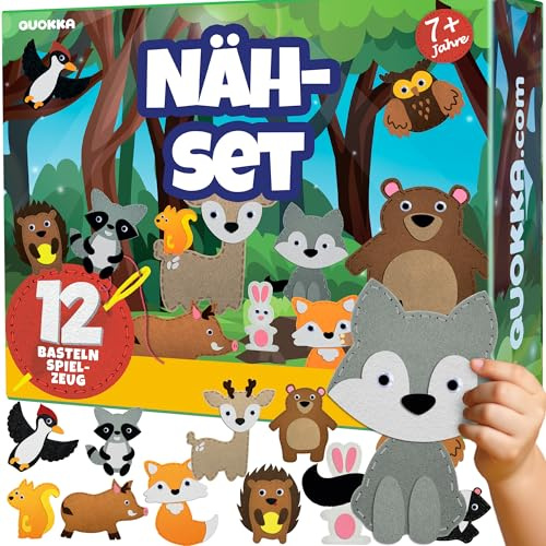 Sewing Kit for Kids Ages 4-8 - 12 Beginner DIY Kids Sewing Crafts Ages 4-7