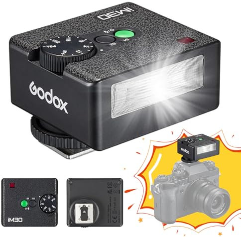 Godox iM30 Flash de Bolsillo para Cámara S1/S2, Control Óptico S1/S2, Temperatura de Color de 6500 K ± 200 K, 7 Niveles de Potencia (1/64~1/1), GODOX Flash Número Guía 15 (ISO 100, Metros)