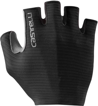 CASTELLI Men’s Espresso Glove, Short-Finger Cycling Gloves with Padding & UPF Protection for Road & Gravel Biking - Light Black - X-Large