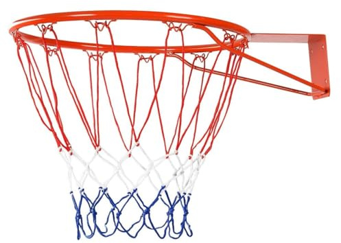 Unibos | Basketball Hoop Wall Mounted, Universal 13.5” / 34cm Size Standard Basketball Rim With All Weather Net, Universal Hanging Basket Basketball Goal Replacement Set For Indoor Outdoor
