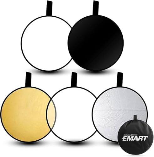 EMART 5-in-1 Fotografie Licht Reflector, 80cm Faltbarer Lichtreflektor mit Tragetasche, Kamera Faltreflektor für Fotostudio Diffusor Außenbeleuchtung Selfie, Hochzeitsfotografie