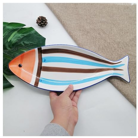 Stoviglie in Ceramica Piatto A Forma Di Pesce Decorazione Per Frutta E Verdura Grande La Casa (Stile E,36,5 * 14 * 3 CM)
