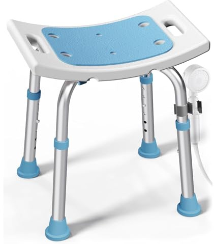 NEWFUN Taburete de ducha Anziani, silla para ducha mayores, silla de ducha antideslizante, taburete de ducha antideslizante, montaje sin herramientas, asiento de baño para adultos, 150 kg