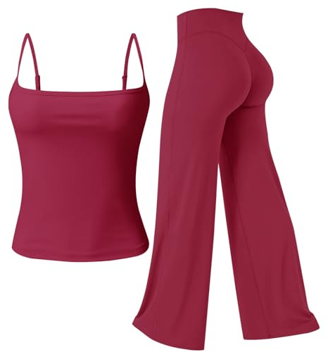 JN JANPRINT Gym Sets for Women 2 Piece Scoop Neck Cami Tank Tops Straight Leg Bottoms Yoga Outfits Tracksuit