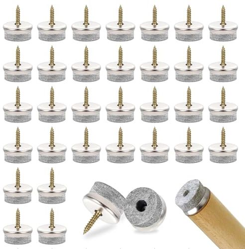 FxlStelrion 40 Stycken Filtglidskruvar, 22 mm Filttassar Skruvar, Runda Filtglidare för Stolar, Stolsbenskydd med 6 mm Tjock Filt, Lämpliga för Möbelstolar, Laminatgolv, Kakel (Grå)