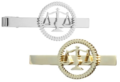 COLLBATH Pinzas de Corbata de Acero Inoxidable Diseño de Escala Libra, Set de 2 Unidades en Tonos Dorado y Plateado, Clip Formal para Hombre, Accesorio Adecuado para Abogado, Bodas