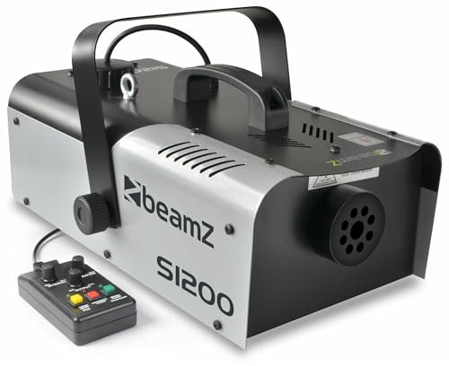 BeamZ S1200 MKII Nebelmaschine 1200 Watt, Fogger, Party Rauchmaschine, Fog Machine mit Intervall, Timer, 2,5 Liter Tank, Disco Partynebel für DJs, Hauspartys, Halloween, Hochzeiten, Veranstaltungen