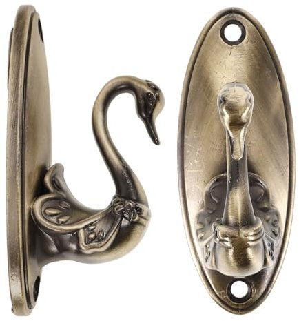 Nuolux Drapierhaken für Vorhang-Raffhalter, Schwan, antikes Messing, 1 Paar