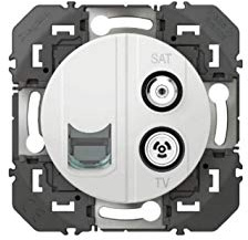 Legrand 600358 Prise TV-SAT + RJ45 cat6 STP compacte dooxie, finition blanc