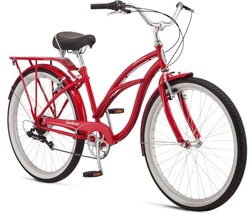 Schwinn Sanctuary 7 Cruiser Bike, 26 Inch Bike for Women and Men, 7-Speed Beach Cruiser Bicycle, Linear Pull Brakes, Comfortable Padded Seat, Upright Riding Position, Adult Bicycle