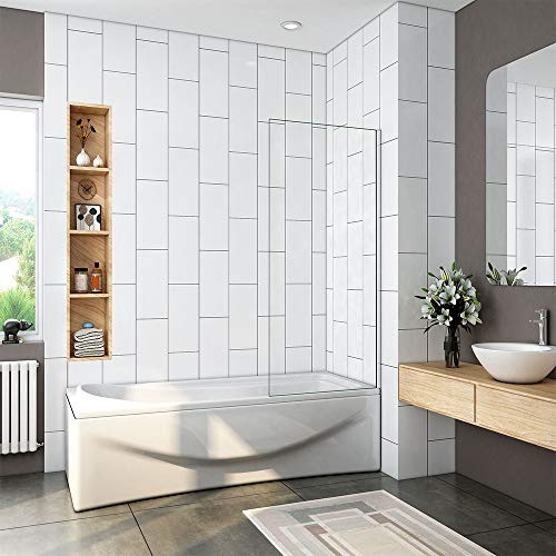 800x1400mm Fixed Bath Over Bath Square Glass Panel Shower Screen