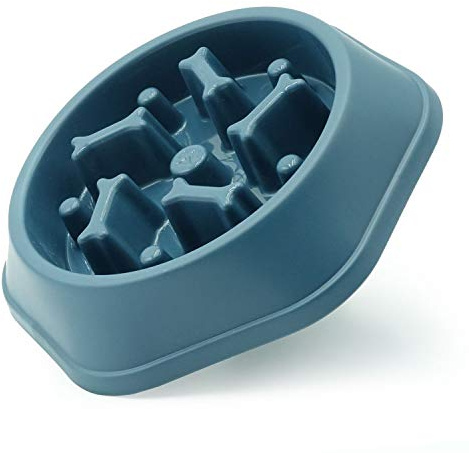 Dog Bowl Slow Feeder Dog Bowl Bloat Stop Dog Food Bowl Interactive Puzzle Healthy Eating Bowl (Navy blue)