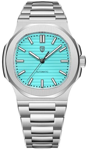 Pagani Design 1728 Herren-Automatikuhr, ST6, selbstaufziehendes Uhrwerk, Edelstahl, 100 m wasserdicht, modisch, Sport, mechanische Uhr, blau, Armband