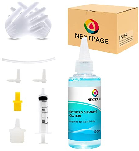 NEXTPAGE Print Head Cleaner Nozzle Cleaner for Cleaning for All Inkjet Printers Epson, Canon, HP, Light Green Liquid Printer Head Cleaning Kit Solution (1 pack cleaning LC)
