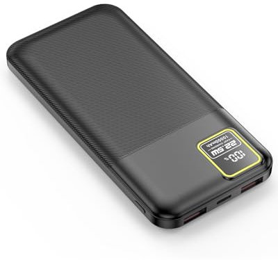 HOSHOM Power Bank with cable,10000mAh 5V 3A Fast Charging Portable Charger 22.5W PD QC3.0 USB-C Battery Pack for iPhone, Slim External Charger for Heated Vest & Hiking,Holiday & Business