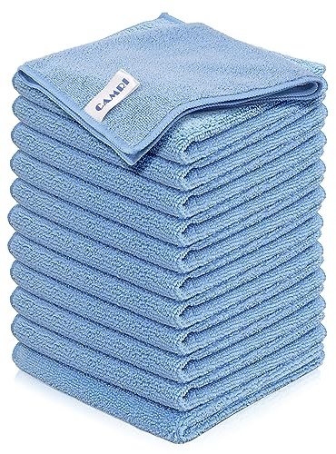 CAMRI Microfibre Cleaning Cloth – Size 32 x 32 cm , Blue , Pack of 12 , Lint Free , Super Absorbent, Streak Free , Washable , All Purpose Dusters for Kitchen, Glass , Bathroom , Car, Window, Mirror