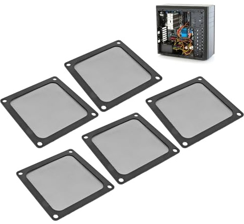 5 ST PC-fodral Dust Mesh Filter, 80x80 Mm / 3.1x3.1'' Nylon Dammtätt Dammfilterskydd, Magnetisk Ram Datorkylare Fläkt Dust Mesh Grill Svart, Stöder 80 Mm Ventilationshål