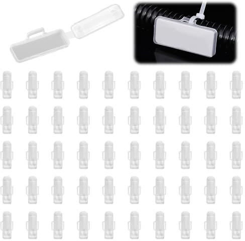 50 Stücke Transparent Kabeletiketten Erkennungsbox Kabel Beschriftung Kabelbinder DrahtetikettenTags Box Transparent Wiederverwendbaren Kabeletiketten Kabelmarkierer für Drähte Kabel