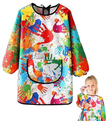 SMYJDMM Kids Painting Apron, Waterproof Painting Apron, Kids Art Aprons for Age 7-12 Years Girls Boys Waterproof Graffiti Painting Aprons Long Sleeves with Pockets for Painting Craft School