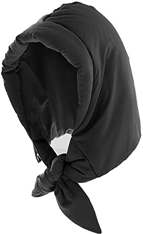 Aisi Women Winter Down Hood Hat Windproof Hooded Scarf Warm Balaclava Skull Cap Beanie Hat, Black