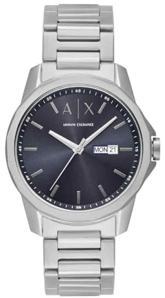 Armani Exchange Watch for Men, Automatic Movement and 46mm Case Size with Stainless Steel, Leather or Silicone Strap