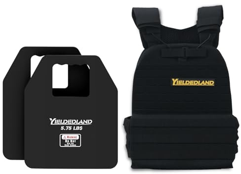 YIELDEDLAND 15lb/21lb Weighted Vest for Men and Women with Weight Vest Plates, Weight Vest for Strength and Endurance Training, Workouts, Running, Walking (Black, 5.75LB Plate)