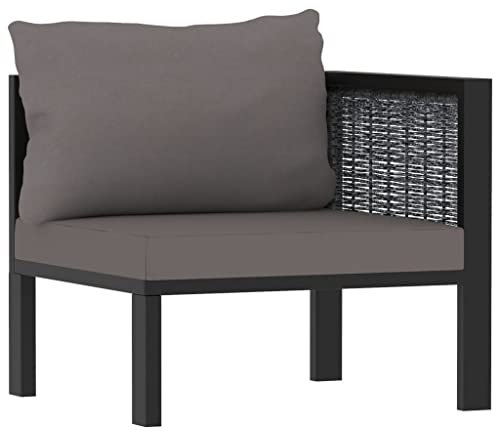 Myheimly Sofa-Eckelement mit Linker Armlehne Poly Rattan Anthrazit Anthrazit Ecksofa (Links) mit 1 Rückenkissen