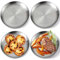 GOMETY 4 Stück Edelstahl Rundes Geschirr, 23cm Edelstahl Teller, Matte Runde Servierplatte, Silber Unterteller Pizzablech Camping Metallteller für Camping Picknick Wandern Abendessen Snacks Partys