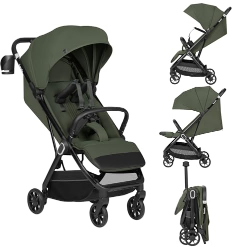 Lionelo Buggy Bess bis 22 kg von 6 Monaten bis 4 Jahren 360°-PU-Schwenkräder, Einhand-Klappfunktion, Rückenlehnenverstellung, wasserdichtes Verdeck, leicht, nur 7,5 kg, großer Korb
