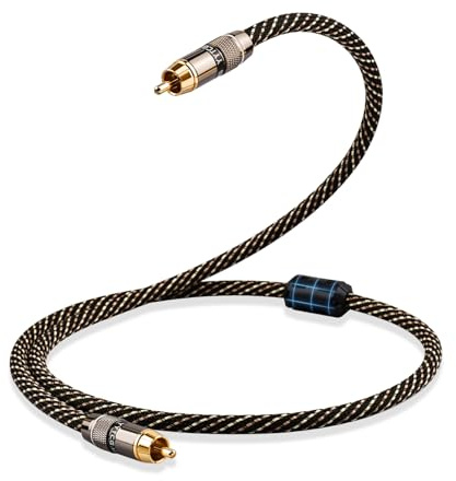 YYTCG Audiophile HiFi Audio RCA Cables–RCA Male to Male,12 AWG,4N OFC Core,Gold-Plated Plugs,with Nylon Braid,Digital Coaxial Audio Cable,Compatible with Amplifier,CD Player,Turntable(1.64ft/0.5m)