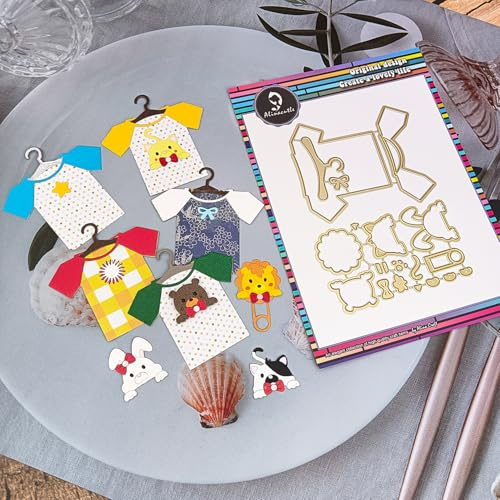 Alinacutle 1Set Baby T Shirt Cloth Animal Bear Cat Dies Metal Cutting Die Cut for Handmade Card Making Scrapbooking Album Paper Gift Holiday Decor Handmade Template