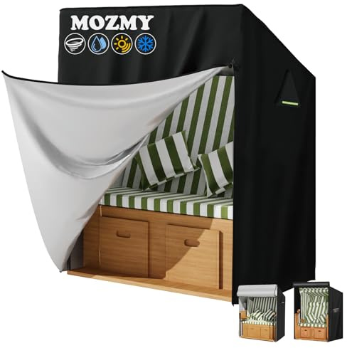 MOZMY Copertura per poltrona da spiaggia, 2 posti, 420D, resistente alle intemperie, 120 x 90 x 155/140, copertura per sedia da spiaggia, impermeabile, con chiusura lampo, resistente all'inverno