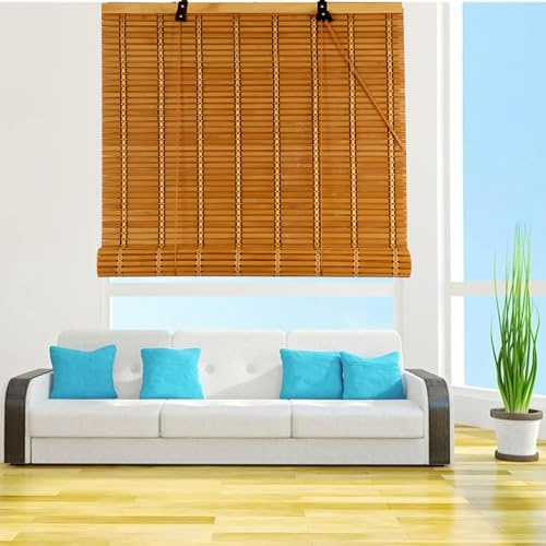 Natürlich Bambusrollo Rollo Bambus 100x120cm Raffrollo Verdunkelungsrollo für Fenster Tür Jalousien für Aussenbereich Balkon Wetterfest Bambusrollo Sonnenschutz Sichtschutz Rollo