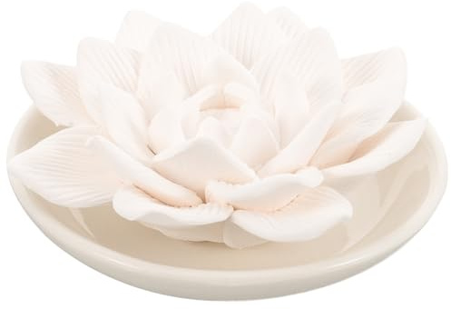 Generic Passive Flower Diffuser Stone for Essential Oils Small White Butterfly and White Floral Plaster Aromatherapy Diffuser for Bedroom and Bathroom Fragrance
