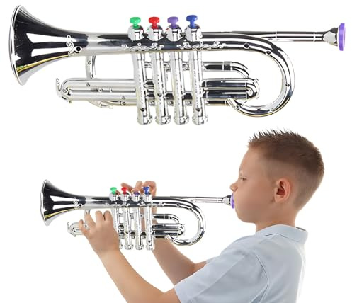 Tromba giocattolo – Strumento musicale a fiato per l'apprendimento precoce per bambini, giocattolo colorato e durevole in con effetti sonori realistici | divertimento, compleanno, Natale