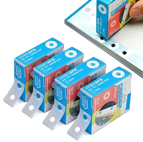 1000 Pegatinas de Refuerzo de Agujeros Transparentes Autoadhesivas PVC Anillos de Refuerzo para Carpetas de Anillas Oficina Escuela Hogar