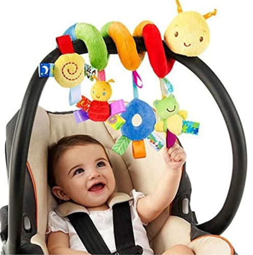 Genérico Juguete de Cochecito para niños pequeños Cascabel Pelaje Enrollado en Espiral con Insecto Dibujos Animados Colgante sensorial Cuna bebés Estimula la y el Sonido Mejora coordinación Ojo-Mano