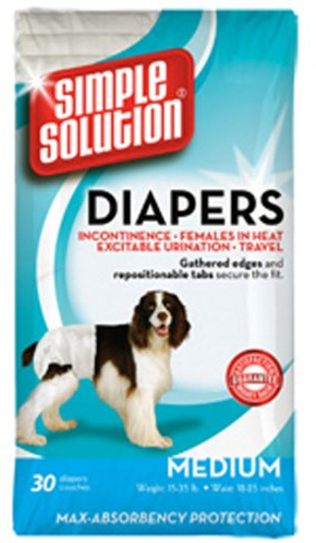 Simple Solution Disposable Dog Diapers for Female Dogs | Super Absorbent Leak-Proof Fit | Medium | 30 Count