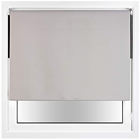 FURNISHED Blackout Roller Blind with Metal Fittings Trimmable Insulated Thermal Fabric Heavy-duty Easy Install Brackets Window Roller Blinds - Grey, 60W x 165H cm