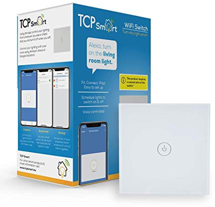 TCP Smart Wi-Fi Single Gang Wall Switch with App, Wifi, Works with Alexa, Google Home & Siri Shortcuts, Voice Control, Smart Schedules