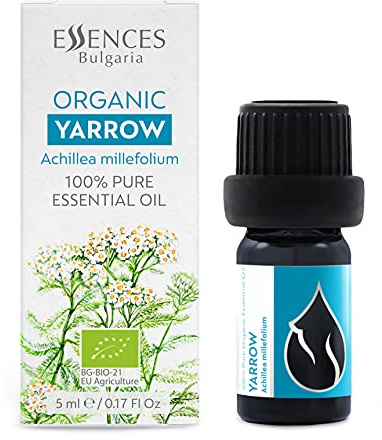 Essences Bulgaria Ekologisk Rölleka Eterisk Olja 5ml | Achillea millefolium | 100% Ren och Naturlig | Outspädd | Terapeutisk betyg | Familjeägd gård | Ångdestillerad | Icke-GMO