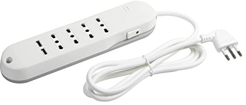 BTICINO Ciabatta Multipresa Elettrica Slim 6 Posti, 4Prese Bipasso 10/16A + 2 Prese USB tipo A 2,4A, Ciabatta Elettrica con Interruttore e Cavo di 1,5m Spina 10A, Salvaspazio Robusta e Sicura, Bianco