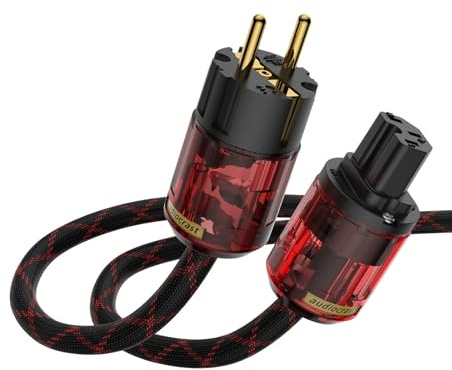 Brollitest 1x CâBle d'alimentation Hi-FI Haut De Gamme avec Prise EuropéEnne Schuko & Prise d'alimentation Froide pour DéCodeur DVD Audio Amplificateur Audiophile (1.5m)