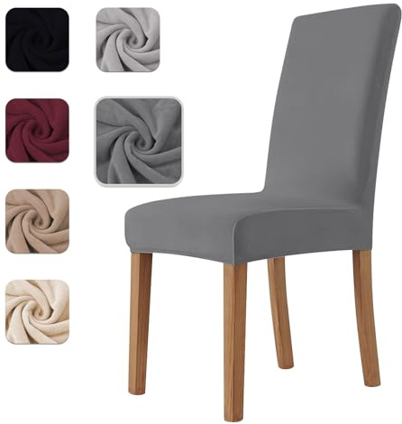 Homebliss Housse de Chaise 6 pièces in Velours Extensible,Housse Chaise Salle à Manger Universel Cuisine Salon Extrêmement Doux Confortable