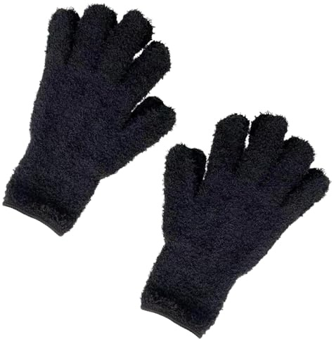 Faderr Gant de lavage en microfibre pour voiture - Anti-rayures - Multifonctionnel - Pour le nettoyage de la maison, de la voiture et des coins difficiles à atteindre - Noir