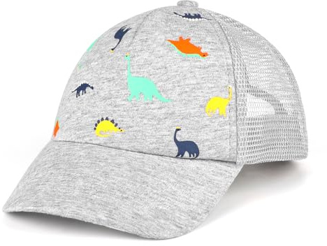 Jupsk Gorra de Béisbol para Niños, Sombrero para el Sol con Diseño de Dinosaurio, Sombrero con Protección UV y Malla, Sombrero de Verano para Deportes al Aire Libre para Bebés de 0 a 2 Años