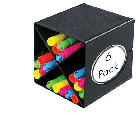 Deflecto Black X Divider Cube Desktop Storage Solution - Modular and Expandable for Stationery and Crafting - Multi-pack of 6