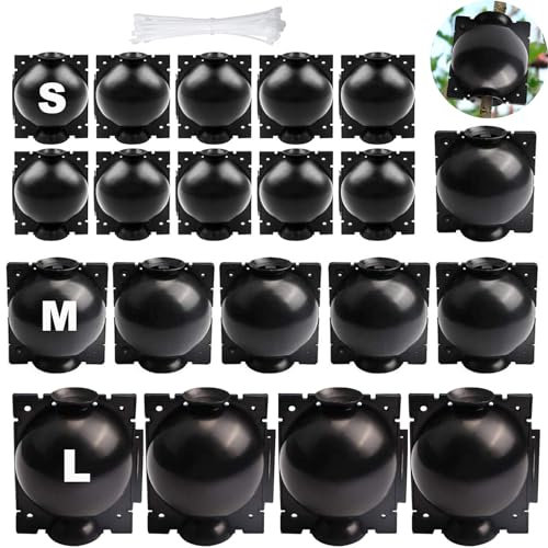 SAMSYOKI 20 Pièces Boîte d'enracinement de Plante Balle de Propagation, Boîte de Culture de Racines de Plantes, Boîte de Greffage Dispositif De Racine De Plante pour Greffage Jardin (S+M+L) (Noir)